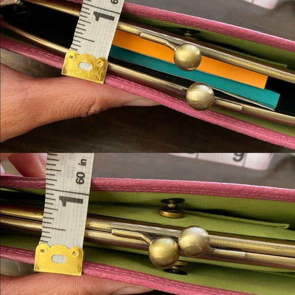 🛍 Pink and Green Leather Wallet - Picture 8 of 8